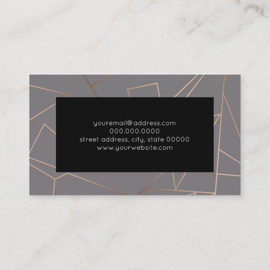 のどのばら色の金ゴールドのエレガントでモダンな最小主義の幾何学的 名刺 (裏面)