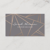 のどのばら色の金ゴールドのエレガントでモダンな最小主義の幾何学的 名刺 (正面)