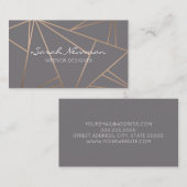 のどのばら色の金ゴールドのエレガントでモダンな最小主義の幾何学的 名刺 (正面/裏面)
