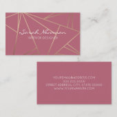 のどのばら色の金ゴールドのエレガントでモダンな最小主義の幾何学的 名刺 (正面/裏面)