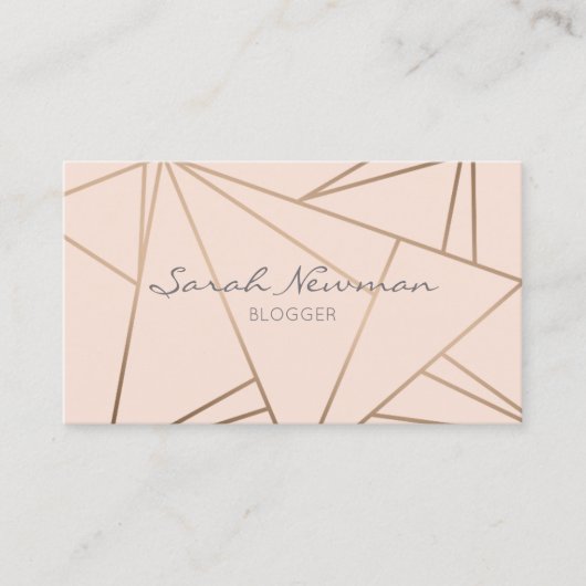 のどのばら色の金ゴールドのエレガントでモダンな最小主義の幾何学的 名刺 (正面)