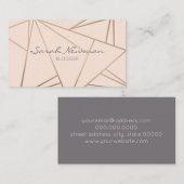 のどのばら色の金ゴールドのエレガントでモダンな最小主義の幾何学的 名刺 (正面/裏面)