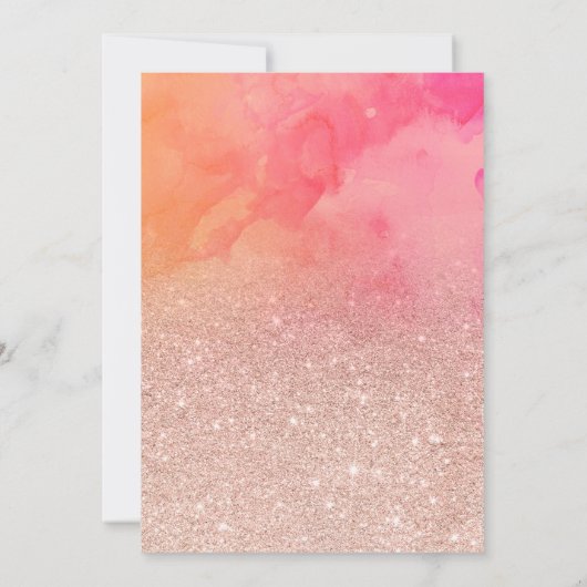 のどのばら色の金ゴールドのグラデーションなピンクの水彩画の菓子16 招待状 (裏面)