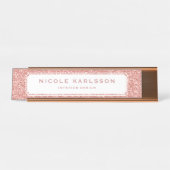 のどのばら色の金ゴールドのグリッターのルクスのパーソナライズな名札 デスクネームプレート (正面)