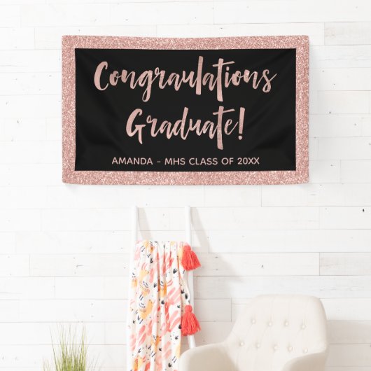 のどのばら色の金ゴールドのグリッターの一見|のお祝いの卒業生 横断幕 (インサイチュ)