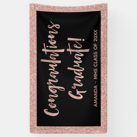 のどのばら色の金ゴールドのグリッターの一見|のお祝いの卒業生 横断幕 (縦)
