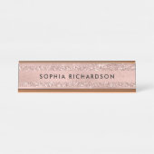 のどのばら色の金ゴールドのグリッターの一見 デスクネームプレート (正面)