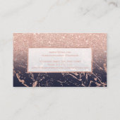 のどのばら色の金ゴールドのグリッターの濃紺の大理石の化粧 名刺 (裏面)