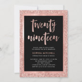 のどのばら色の金ゴールドのグリッター|の卒業パーティーの写真 招待状 (正面)