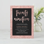 のどのばら色の金ゴールドのグリッター|の卒業パーティーの写真 招待状 (スタンド正面)