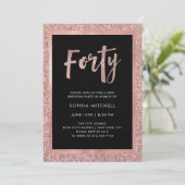 のどのばら色の金ゴールドのグリッター|の第40誕生会 招待状 (スタンド正面)