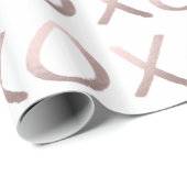 のどのばら色の金ゴールドのタイポグラフィはxoxoを抱き締め、接吻します ラッピングペーパー (ロールコーナー)