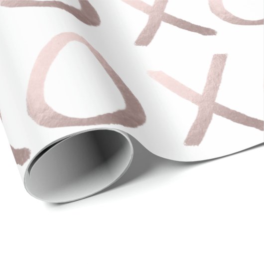 のどのばら色の金ゴールドのタイポグラフィはxoxoを抱き締め、接吻します ラッピングペーパー (ロールコーナー)