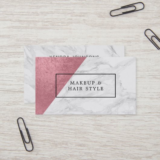 のどのばら色の金ゴールドのモダンな大理石 名刺 (正面/裏面インサイチュ)