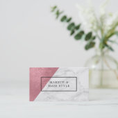 のどのばら色の金ゴールドのモダンな大理石 名刺 (スタンド正面)