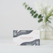 のどのばら色の金ゴールドの一見および灰色の水彩画Geode 名刺 (スタンド正面)