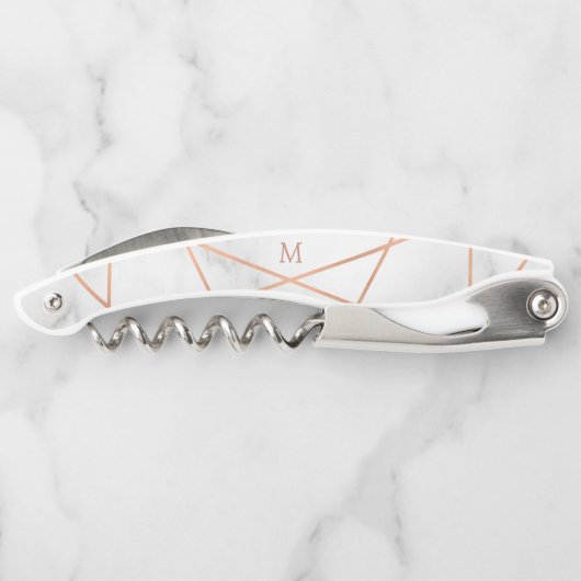 のどのばら色の金ゴールドの幾何学的な、大理石の一見 ソムリエナイフ (裏面)