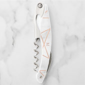 のどのばら色の金ゴールドの幾何学的な、大理石の一見 ソムリエナイフ (正面)