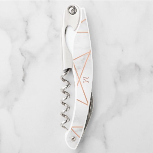 のどのばら色の金ゴールドの幾何学的な、大理石の一見 ソムリエナイフ (正面)