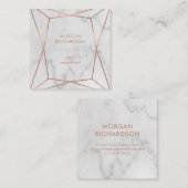 のどのばら色の金ゴールドの幾何学的な|白い大理石の一見 スクエア名刺 (正面/裏面)