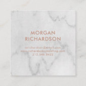 のどのばら色の金ゴールドの幾何学的な|白い大理石の一見 スクエア名刺 (裏面)