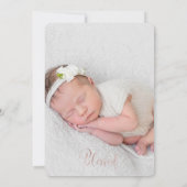 のどのばら色の金ゴールドの書道の《キリスト教》洗礼式や命名式の招待状 招待状 (裏面)