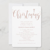 のどのばら色の金ゴールドの書道の《キリスト教》洗礼式や命名式の招待状 招待状 (正面)