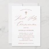 のどのばら色の金ゴールドの書道|の最初に聖餐式 招待状 (正面)