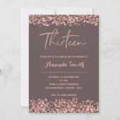 のどのばら色の金ゴールドの第13誕生日の招待状 招待状 (正面)