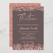 のどのばら色の金ゴールドの第13誕生日の招待状 招待状 (正面/裏面)