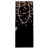 のどのばら色の金ゴールドの紙吹雪が付いているフェイクで黒い大理石 ワインギフトバッグ (裏面)