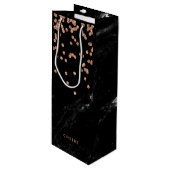 のどのばら色の金ゴールドの紙吹雪が付いているフェイクで黒い大理石 ワインギフトバッグ (正面アングル)