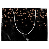 のどのばら色の金ゴールドの紙吹雪が付いているフェイクな大理石 ラージペーパーバッグ (裏面)