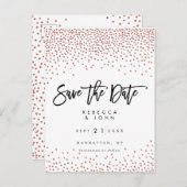 のどのばら色の金ゴールドの紙吹雪の結婚式の保存日付カード 案内ポストカード (正面/裏面)