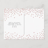 のどのばら色の金ゴールドの紙吹雪の結婚式の保存日付カード 案内ポストカード (裏面)