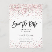 のどのばら色の金ゴールドの紙吹雪の結婚式の保存日付カード 案内ポストカード (正面)