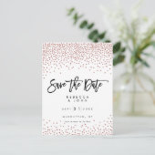 のどのばら色の金ゴールドの紙吹雪の結婚式の保存日付カード 案内ポストカード (スタンド正面)