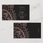 のどのばら色の金ゴールドの花の曼荼羅のヨガのインストラクター 名刺 (正面/裏面)