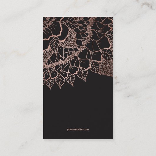 のどのばら色の金ゴールドの花の曼荼羅のヨガのインストラクター 名刺 (裏面)