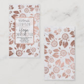 のどのばら色の金ゴールドのdreamcatcherは大理石のヨガに羽をつけます 名刺 (正面/裏面)