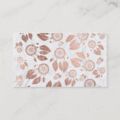 のどのばら色の金ゴールドのdreamcatcherは大理石のヨガに羽をつけます 名刺 (裏面)