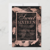 のどのばら色の金ゴールドブラシストロークはシックな菓子16をはね飛ばします 招待状 (正面)