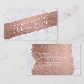 のどのばら色の金ゴールドブラシストローク大理石のメーキャップアーティスト 名刺 (正面/裏面)