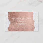 のどのばら色の金ゴールドブラシストローク大理石のメーキャップアーティスト 名刺 (裏面)