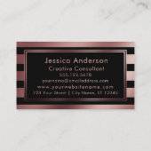 のどのばら色の金ゴールドホイルの金属ストライプおよび黒い 名刺 (裏面)