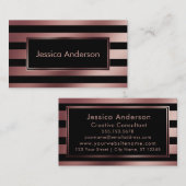 のどのばら色の金ゴールドホイルの金属ストライプおよび黒い 名刺 (正面/裏面)