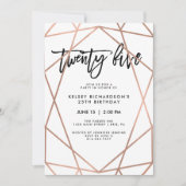 のどのばら色の金ゴールド幾何学的な|の第25誕生会 招待状 (正面)