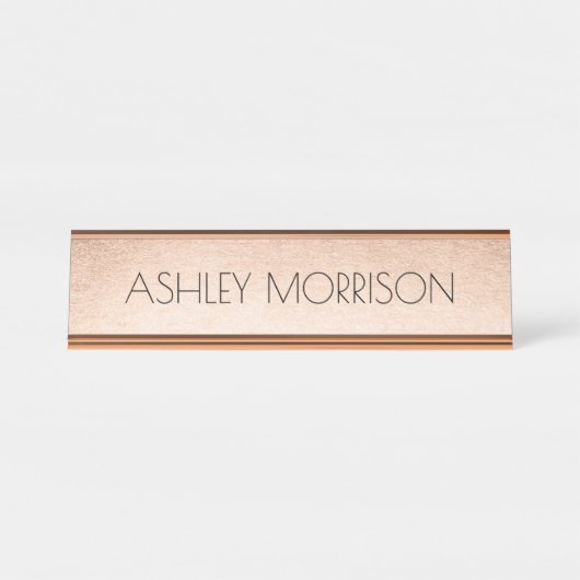 のどのばら色の金ゴールド デスクネームプレート (正面)
