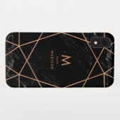 のどのばら色の金ゴールドGeometricsの黒い大理石の一見 Case-Mate iPhoneケース (裏面(横))