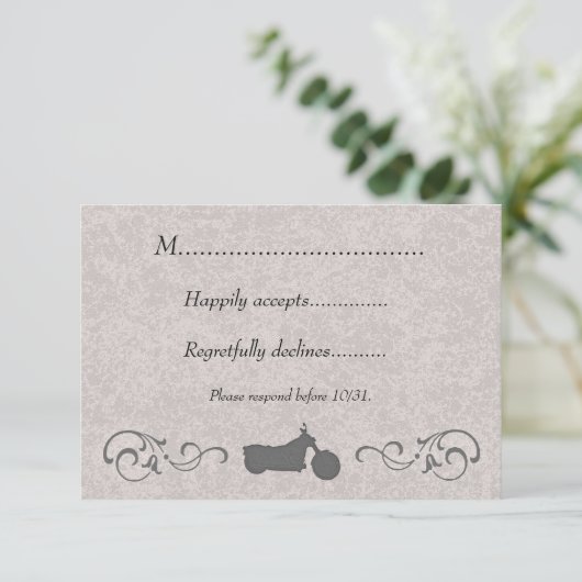 のどのエンボスのオートバイが付いているRSVPカード 出欠カード (スタンド正面)